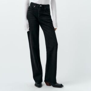 Zara high rise wide leg black jeans